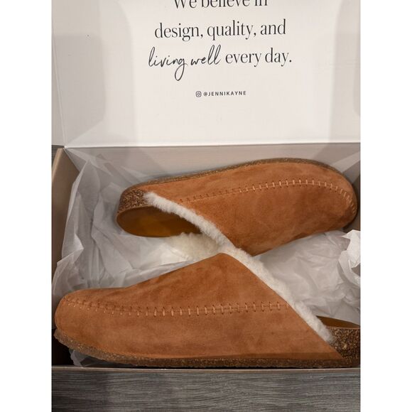 NWT Jenni Kayne Shearling-Lined Moc Clogs in Saddle Tan Size 39 - Picture 1 of 8